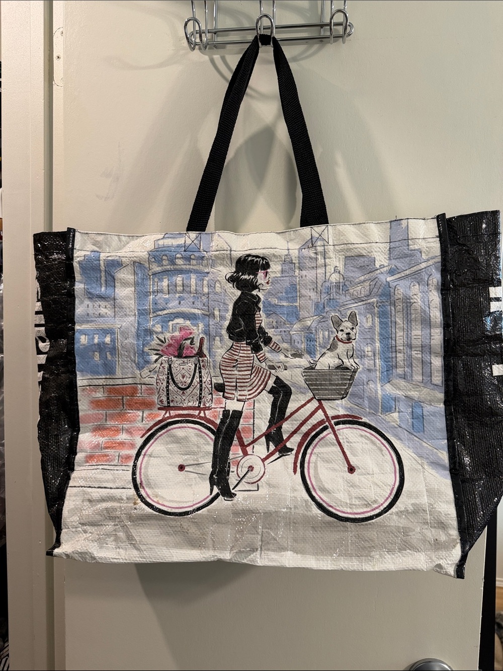 French Bulldog Paris Bicycle Design, 
Marshalls reusable tote bag